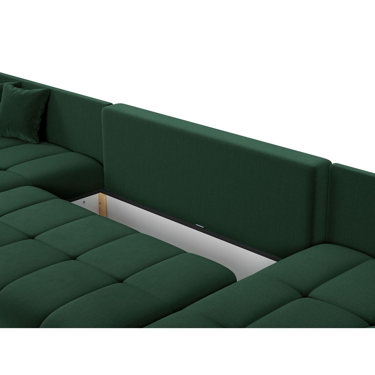 BEST MOBILIER Petra - canapé panoramique en u - 7 places - convertible - avec coffre - en velours