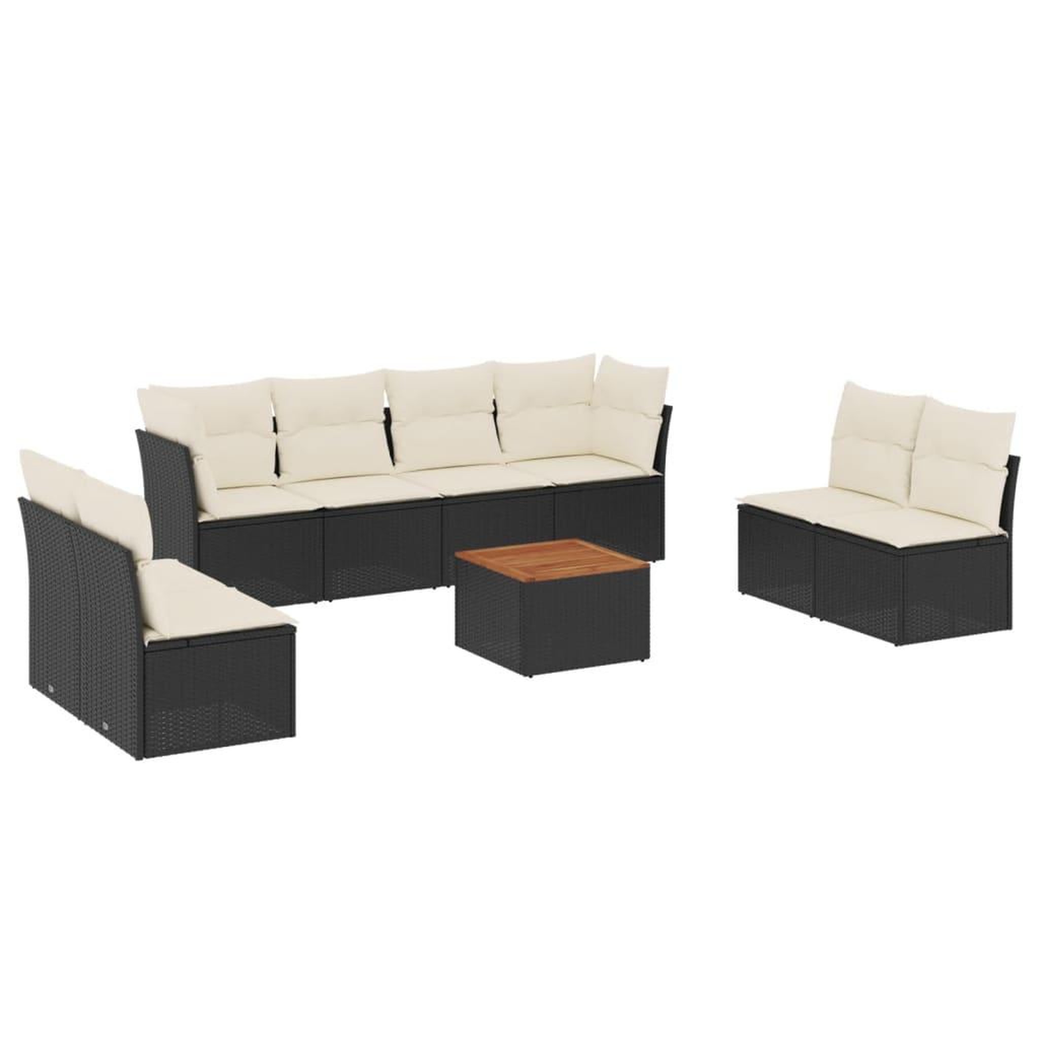 Voir la diapositive 2 : VIDAXL Salon de jardin 9 pcs avec coussins noir resine tressee