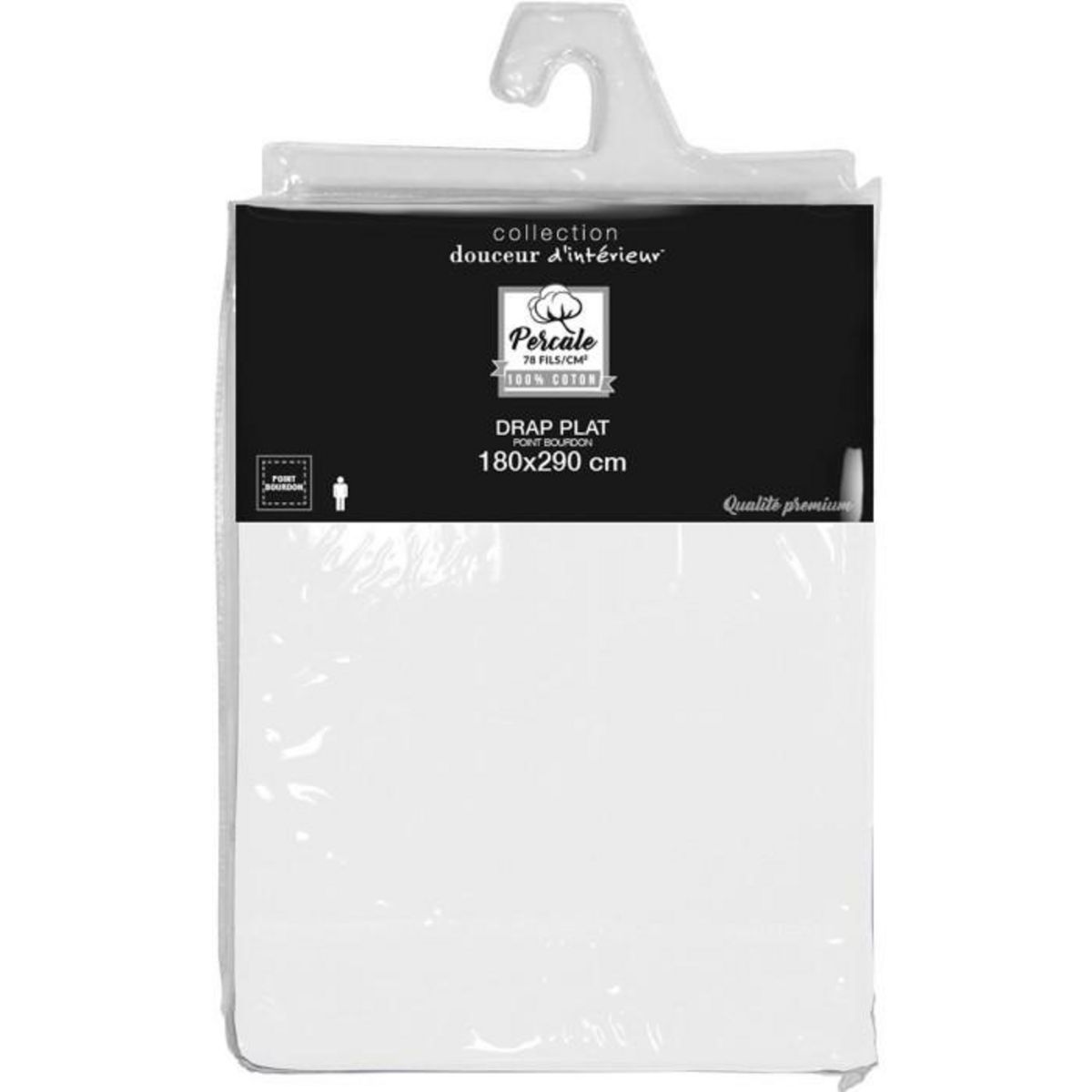 Paris Prix Drap Plat  Percaline  180x290cm Blanc