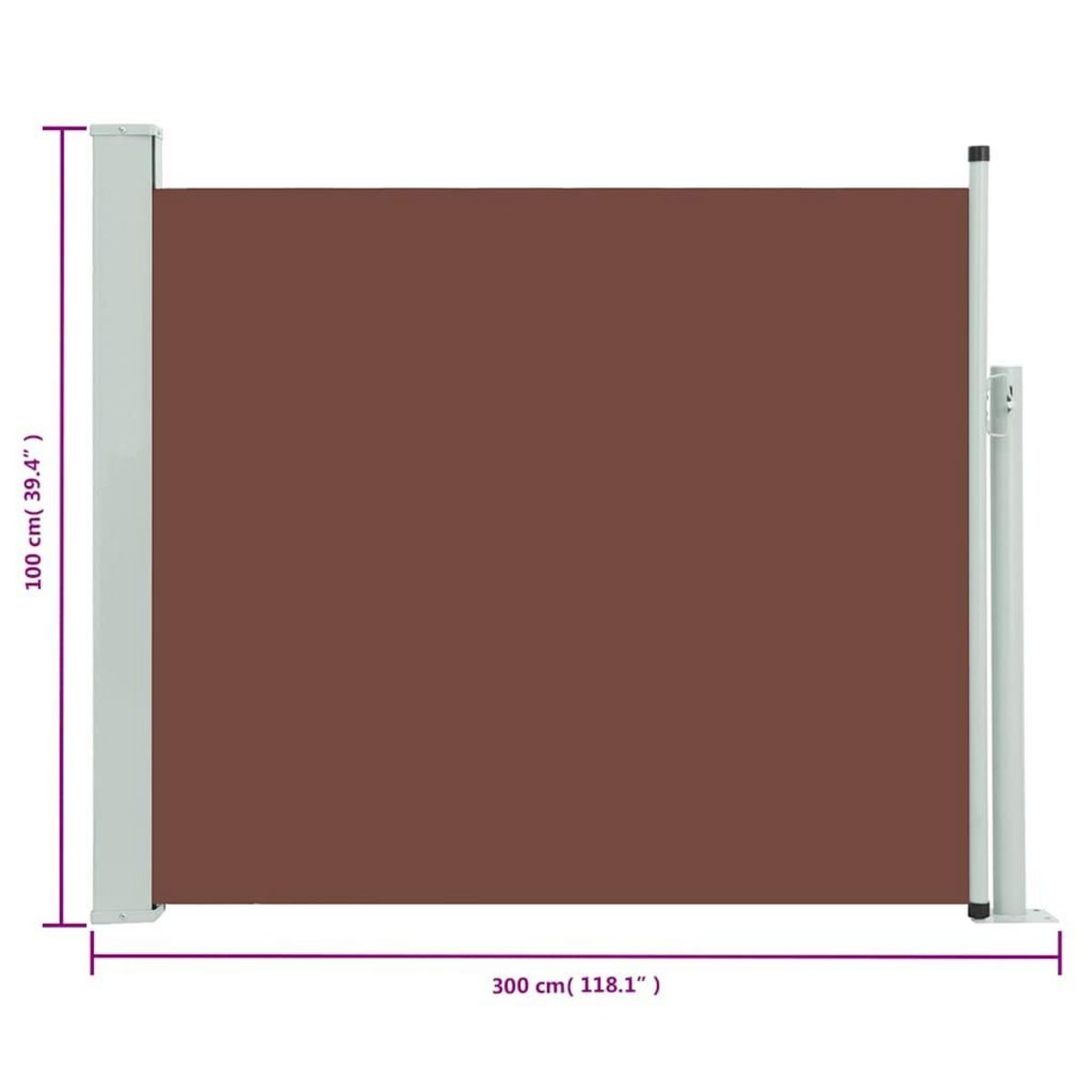 VIDAXL Auvent lateral retractable de patio 100x300 cm Marron