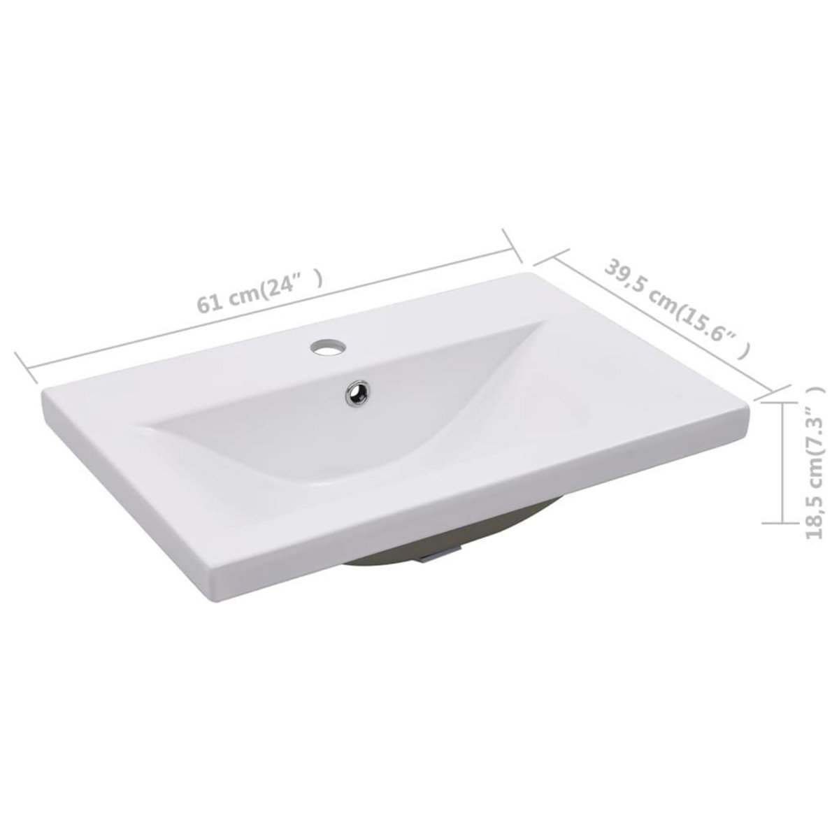 VIDAXL Lavabo encastre 61 x 39,5 x 18,5 cm Ceramique Blanc