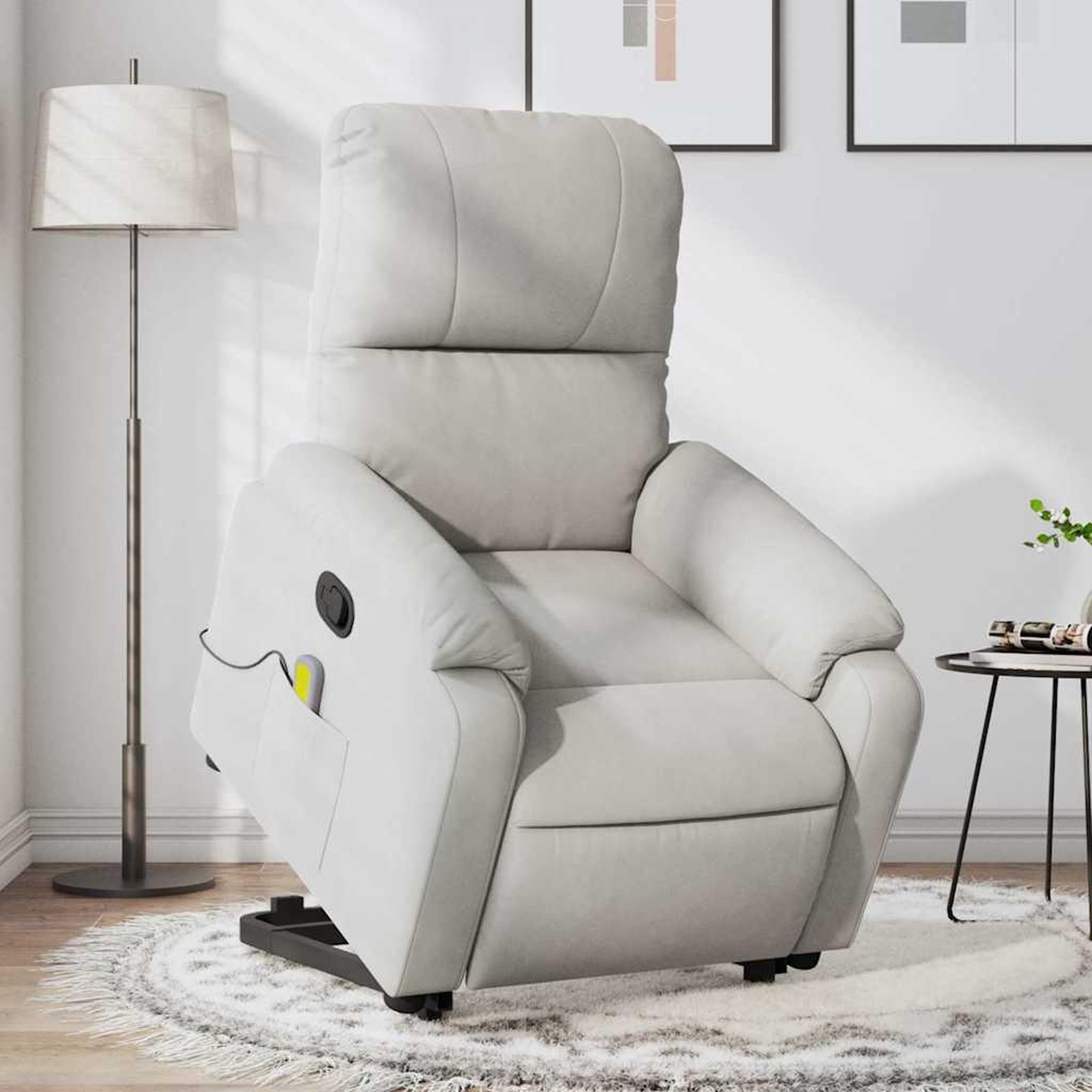 VIDAXL Fauteuil inclinable de massage gris clair tissu microfibre