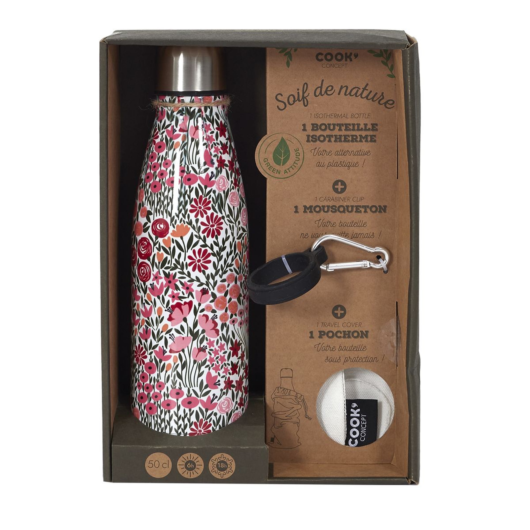 Bouteille isotherme fleurie 