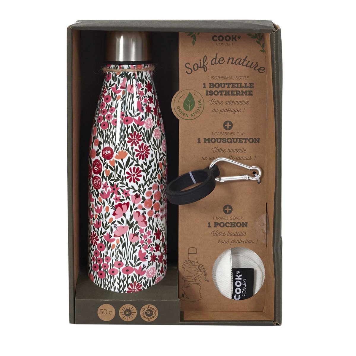 Bouteille isotherme fleurie 