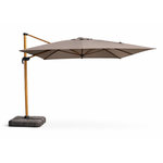 CONCEPT USINE Parasol rectangulaire 3x4m déporté rotatif gris pied effet bois en aluminium CESARE