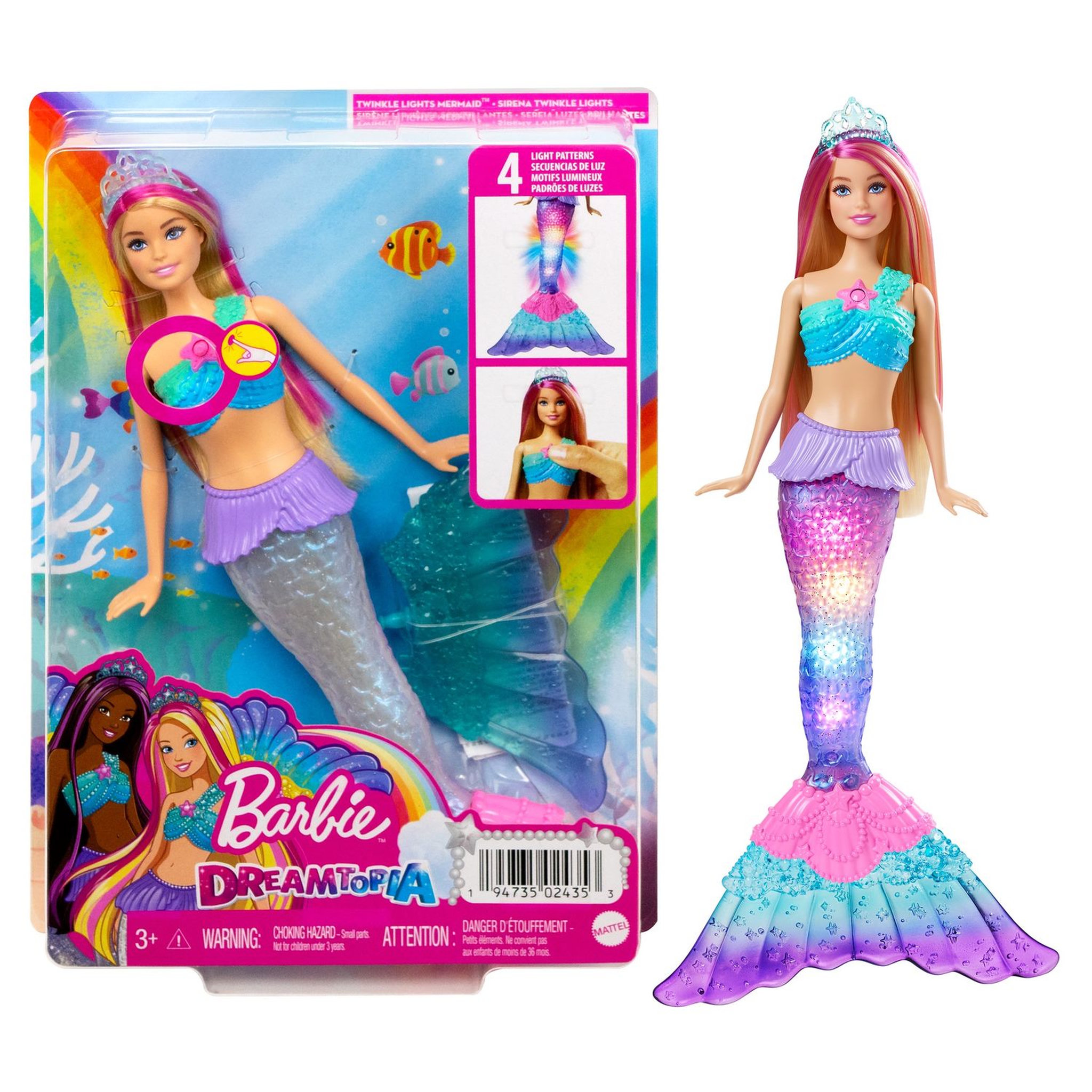 Voir la diapositive 2 : BARBIE Poupée mannequin Barbie Sirène Lumière de rêve