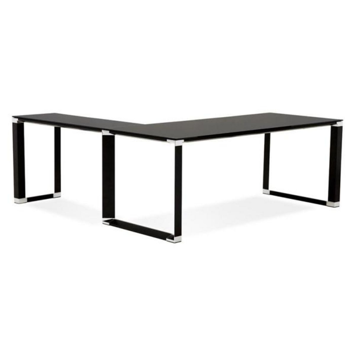 Paris Prix Bureau d'Angle en Verre Design  Hovik  200cm Noir