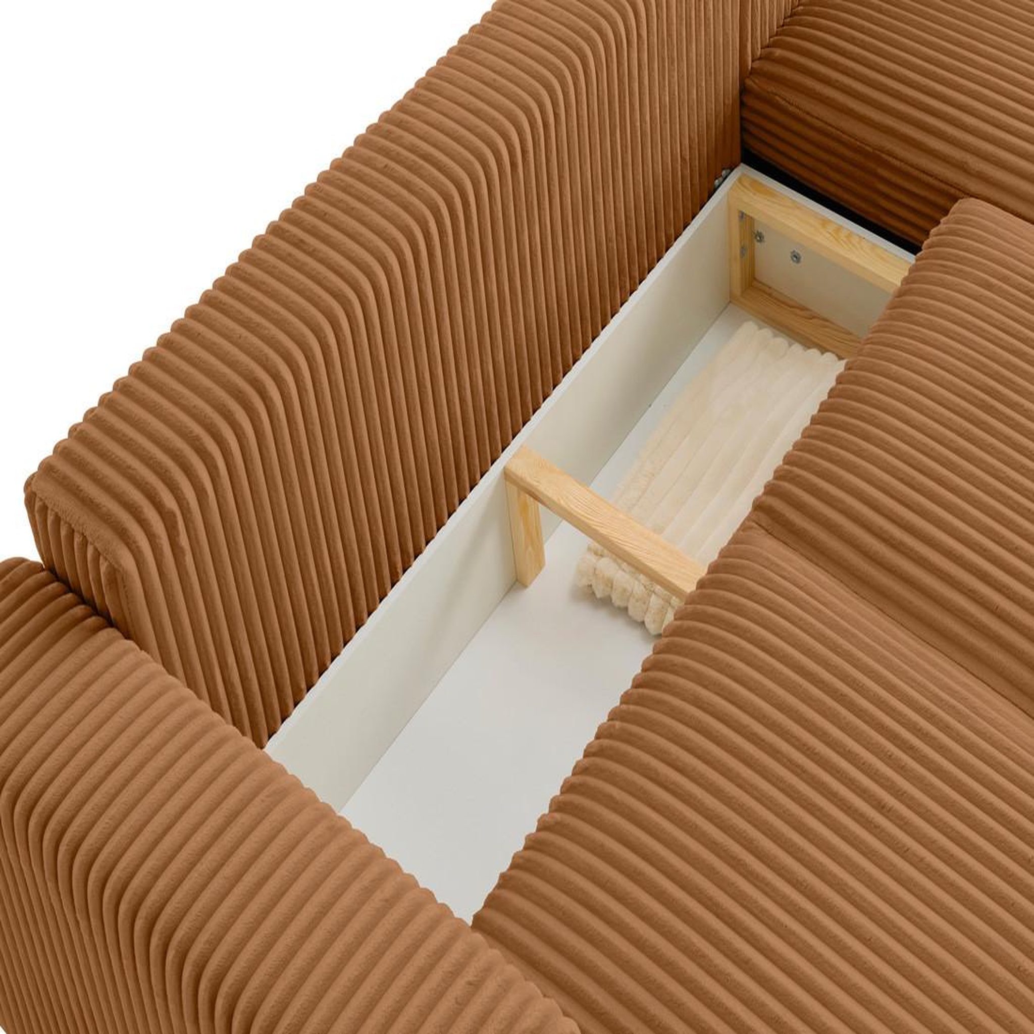 Voir la diapositive 3 : LISA DESIGN Livy - canapé d'angle réversible 4 places convertible avec coffre en velours côtelé grosses côtes