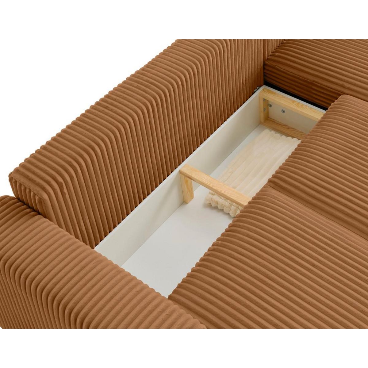 LISA DESIGN Livy - canapé d'angle réversible 4 places convertible avec coffre en velours côtelé grosses côtes