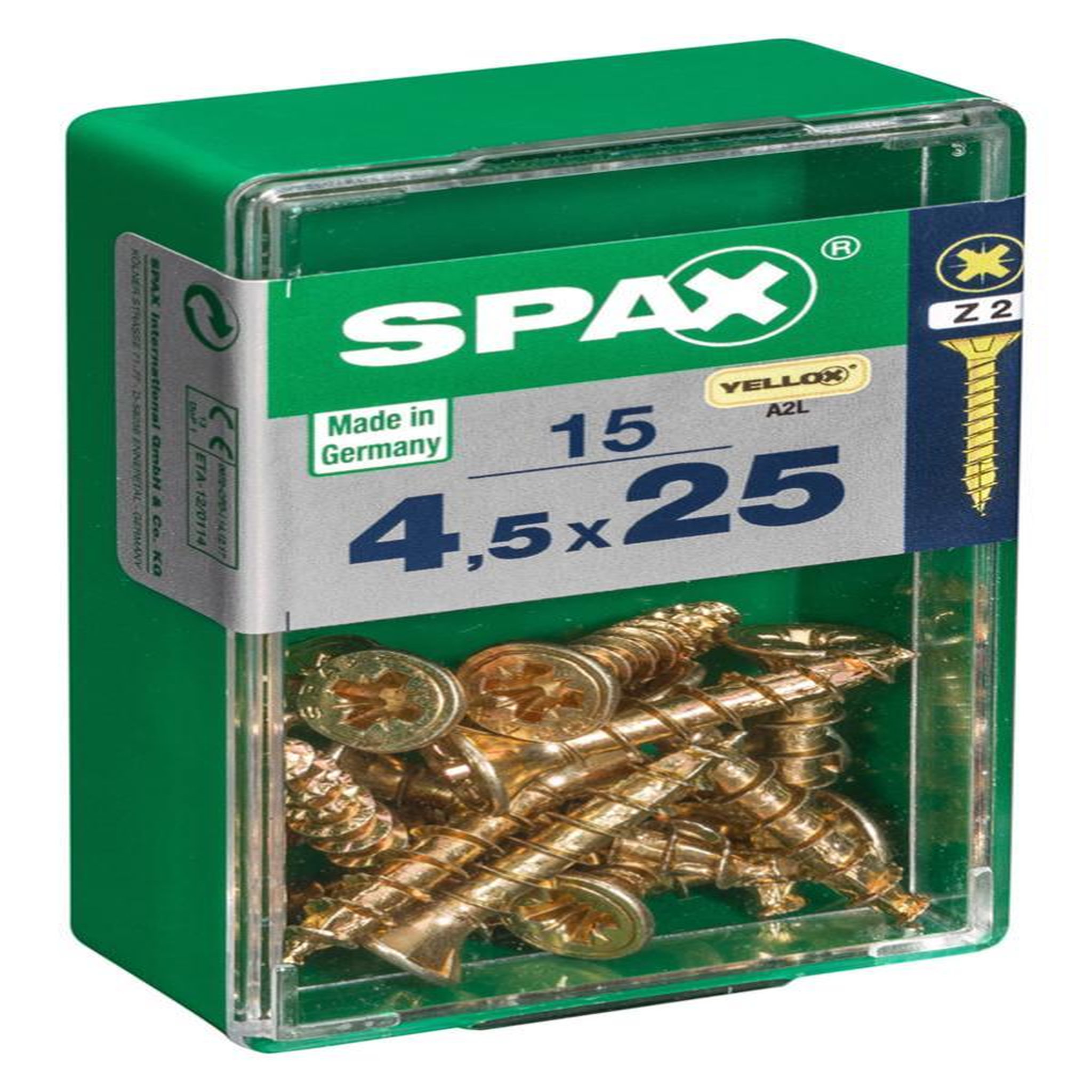 CENTRALE BRICO Lot de 15 vis acier tête fraisée pozidriv SPAX, Diam.4.5 mm x L.25 mm