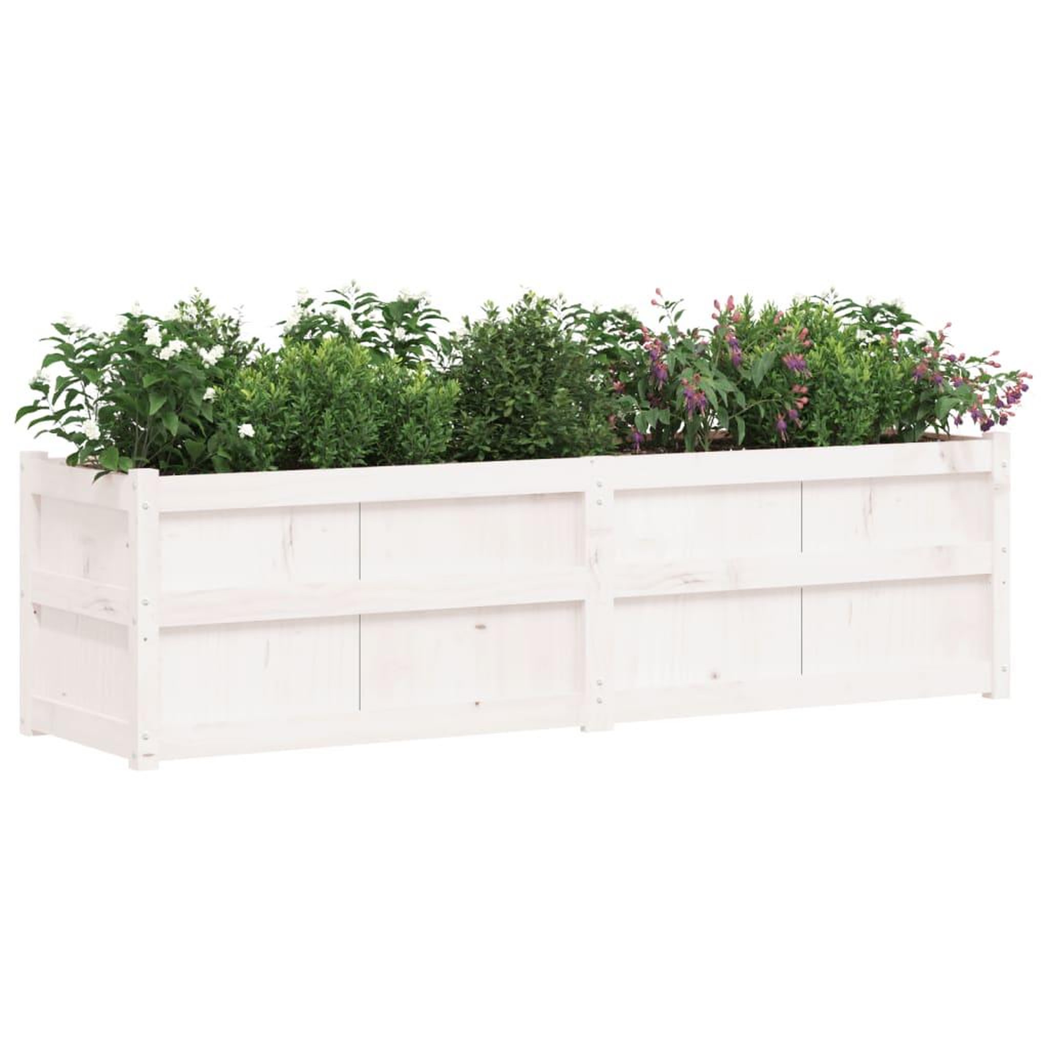 Voir la diapositive 4 : VIDAXL Jardiniere blanc 180x50x50 cm bois de pin massif