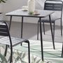 Voir la diapositive 4 : CONCEPT USINE Ensemble table + chaises gris foncé 4 places BERGAME