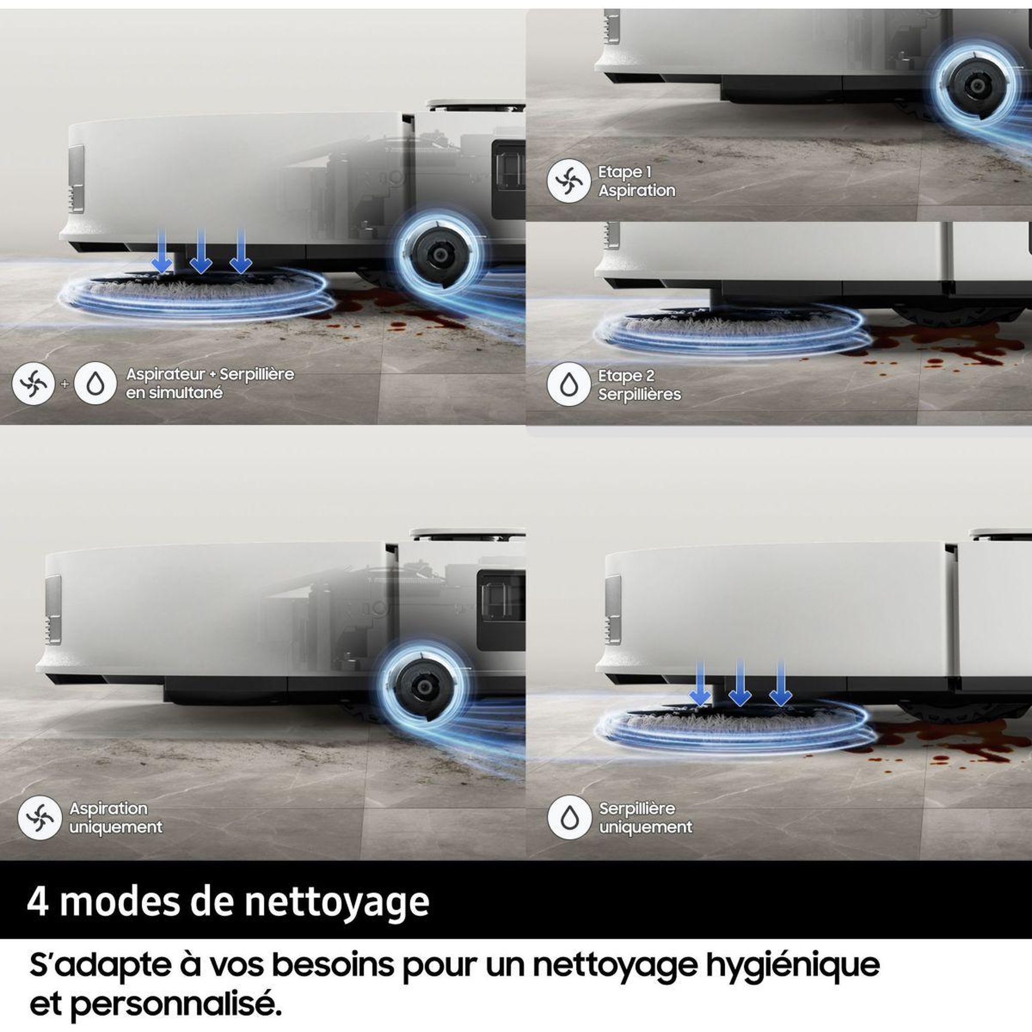 Voir la diapositive 3 : Samsung Robot Aspirateur Laveur Jet Bot Combo AI VR7MD97A14G