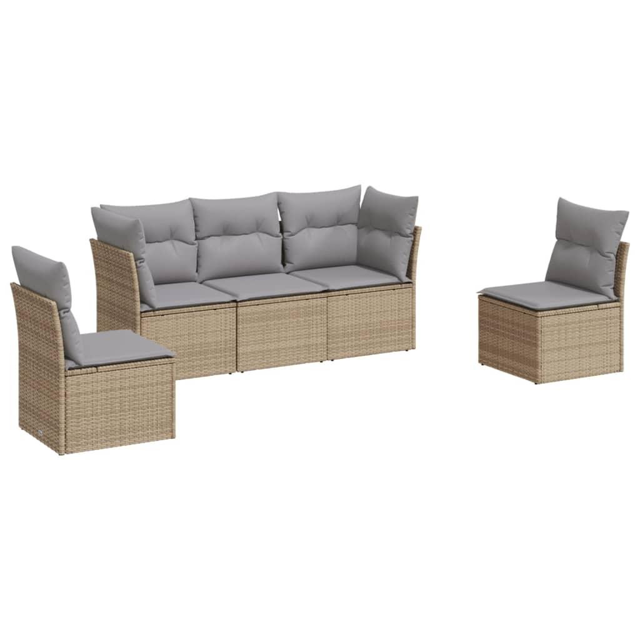 Voir la diapositive 2 : VIDAXL Salon de jardin avec coussins 5 pcs beige resine tressee
