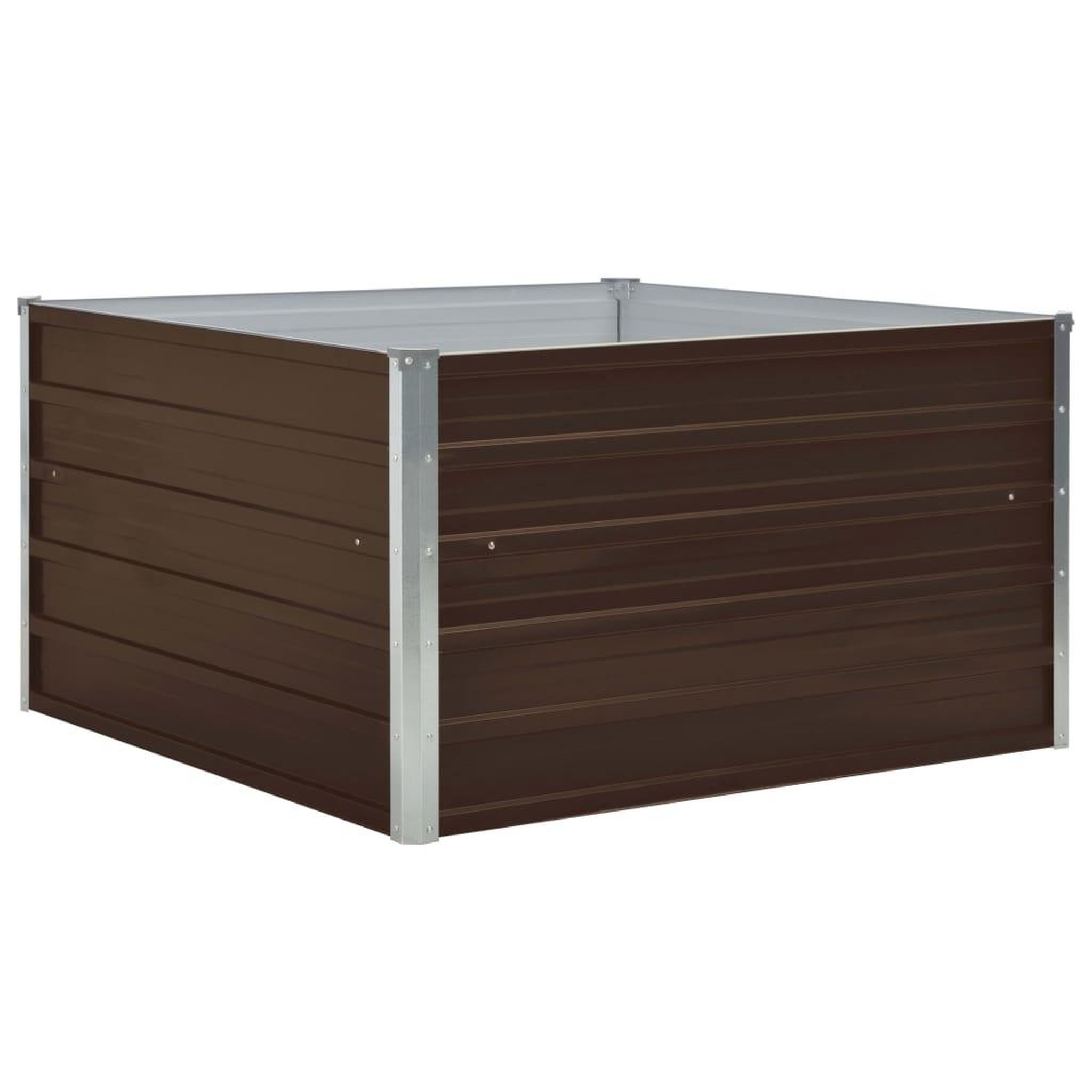 Voir la diapositive 2 : VIDAXL Jardiniere 100 x 100 x 45 cm Acier galvanise Marron