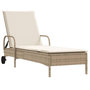 Voir la diapositive 2 : VIDAXL Chaise longue avec roues et coussin beige resine tressee