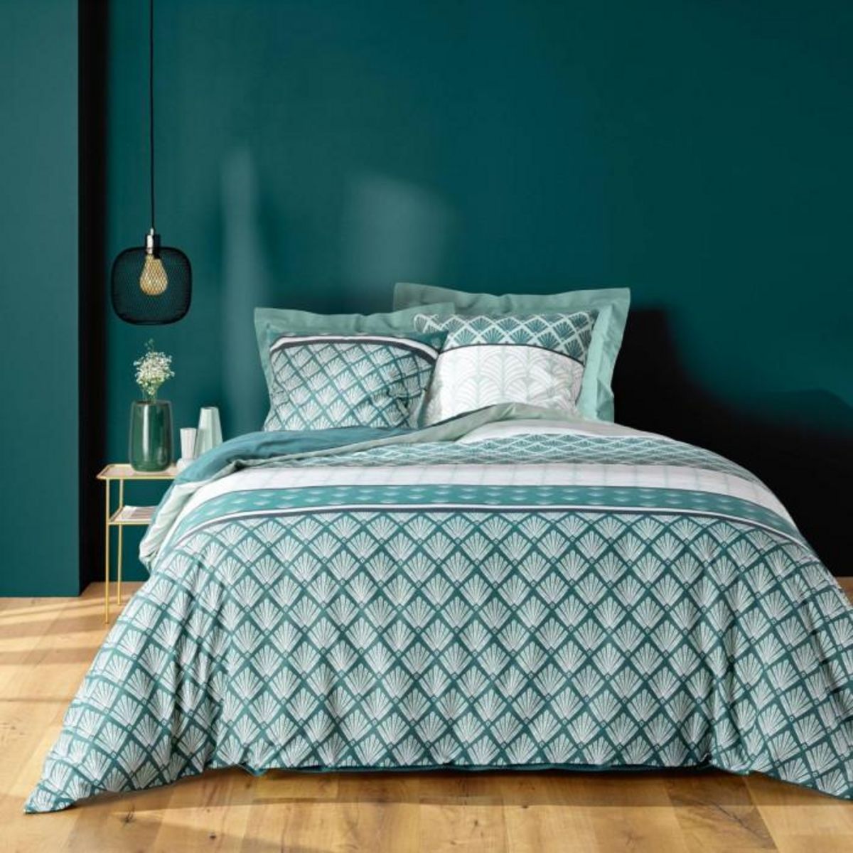 Paris Prix Parure de Lit 3 Pièces  Stria  240x220cm Émeraude