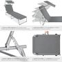 Voir la diapositive 5 : tectake Transat en acier pliable gris