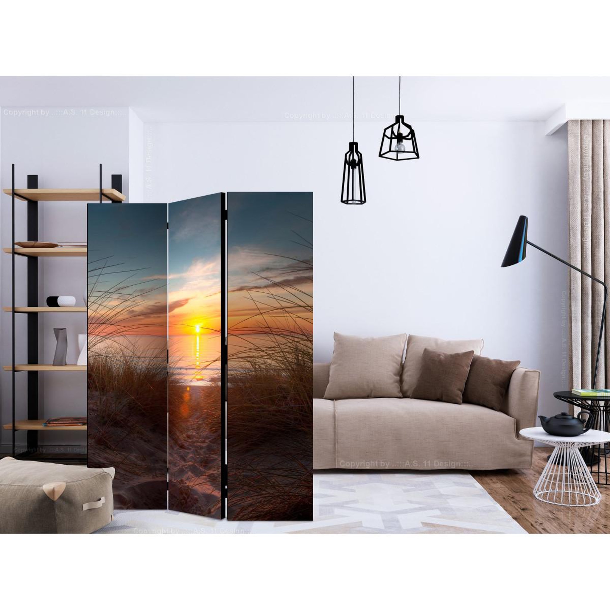 Voir la diapositive 2 : Paris Prix Paravent 3 volets  sunset over the atlantic ocean  135x172cm