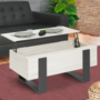 Voir la diapositive 2 : ID MARKET Table basse plateau relevable rectangulaire PHOENIX bois gris