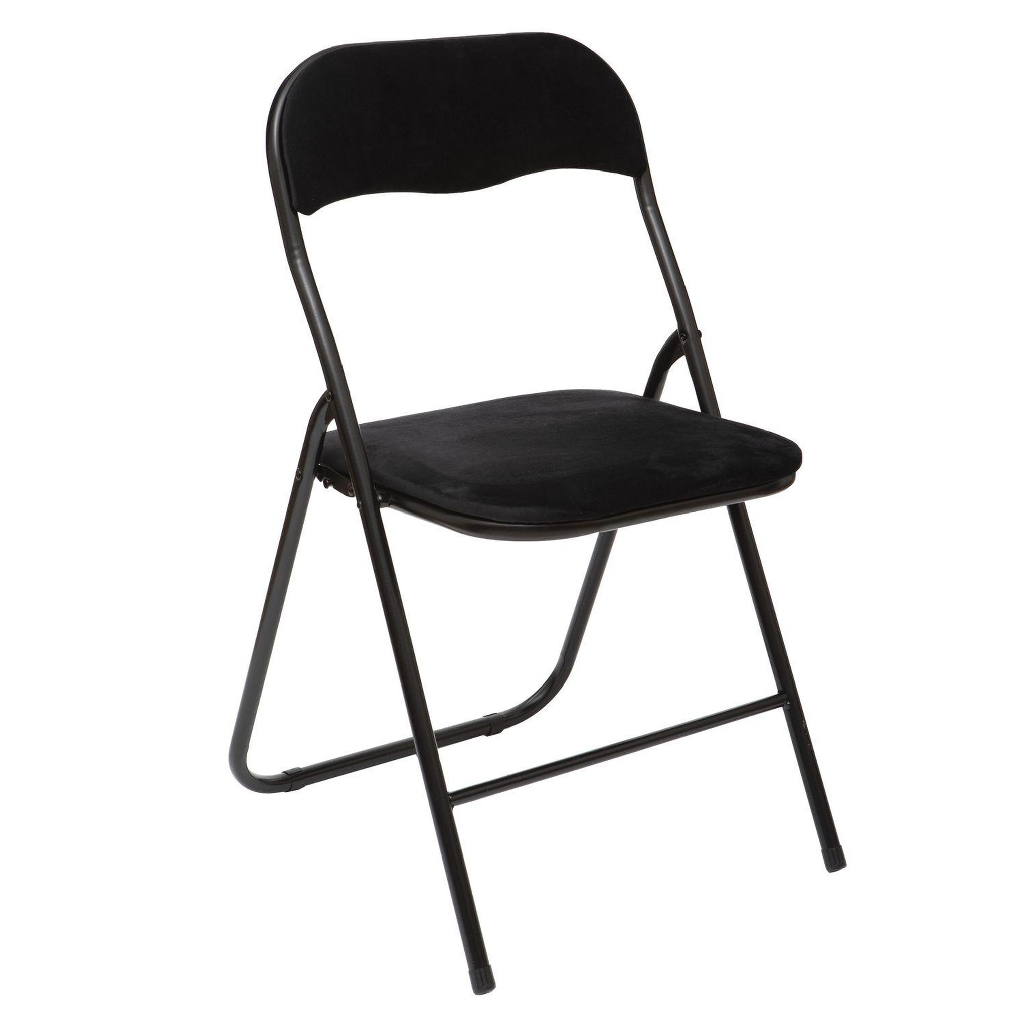 FIVE Chaise pliante effet velours. Coloris disponibles : Noir, Gris, Bleu, Jaune