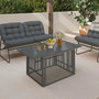 Voir la diapositive 2 : ID MARKET Table basse de jardin relevable rectangulaire 100 cm RIO structure métal et cordage gris anthracite