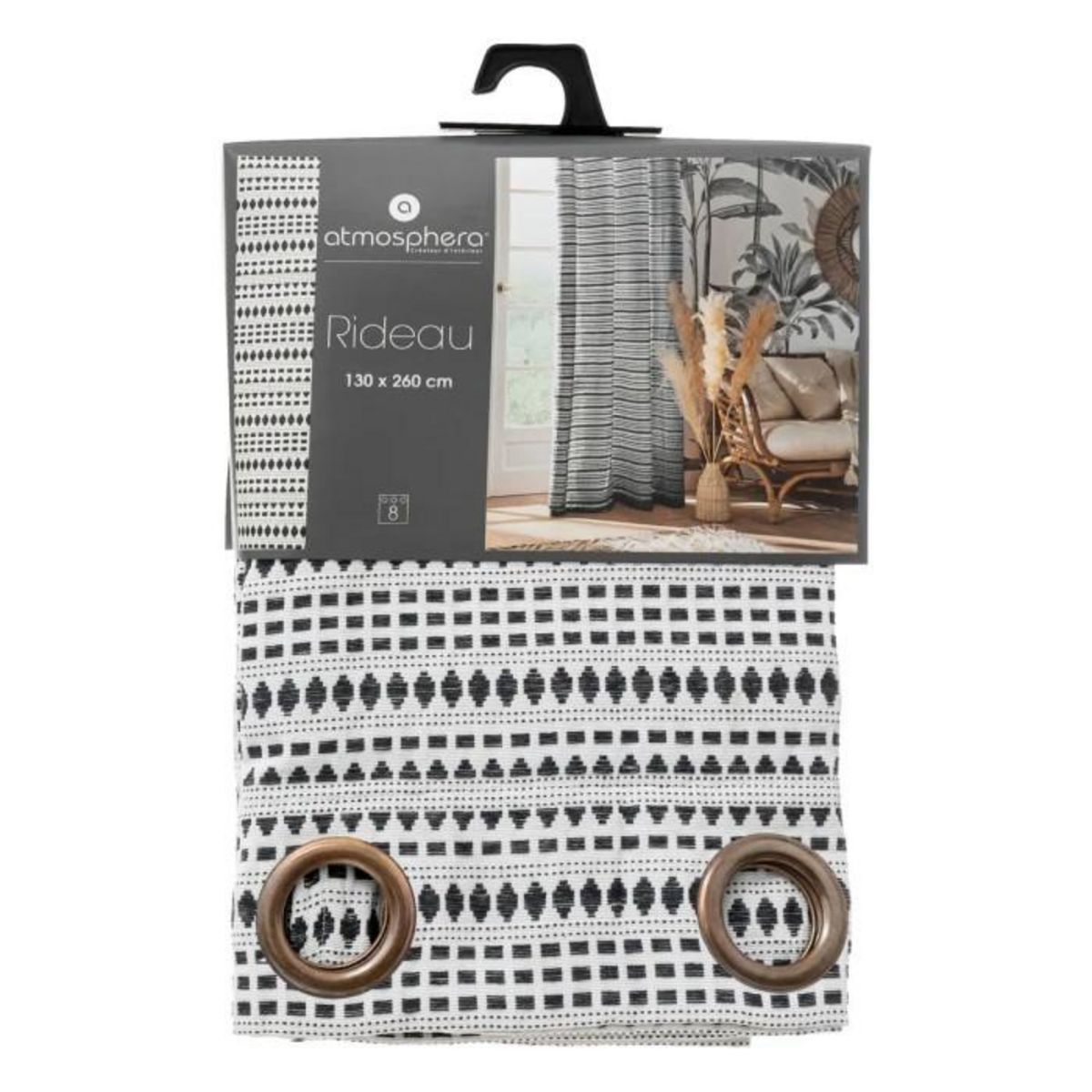 ATMOSPHERA Rideau à Œillets Jacquard  Micah  130x260cm Bleu Égéen