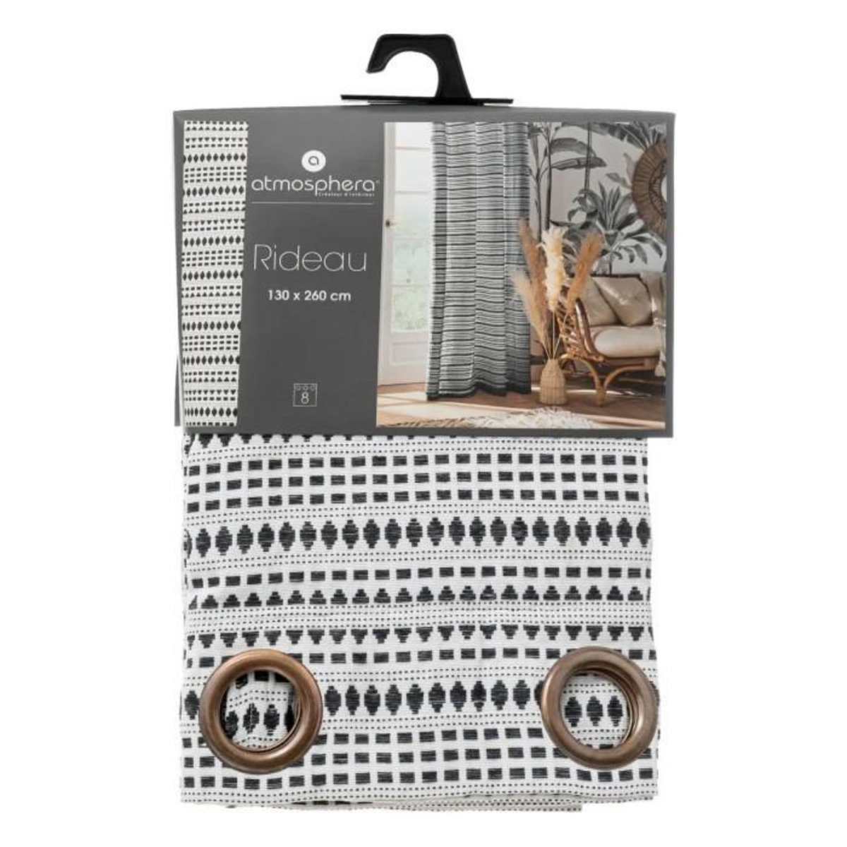 ATMOSPHERA Rideau à Œillets Jacquard  Micah  130x260cm Bleu Égéen