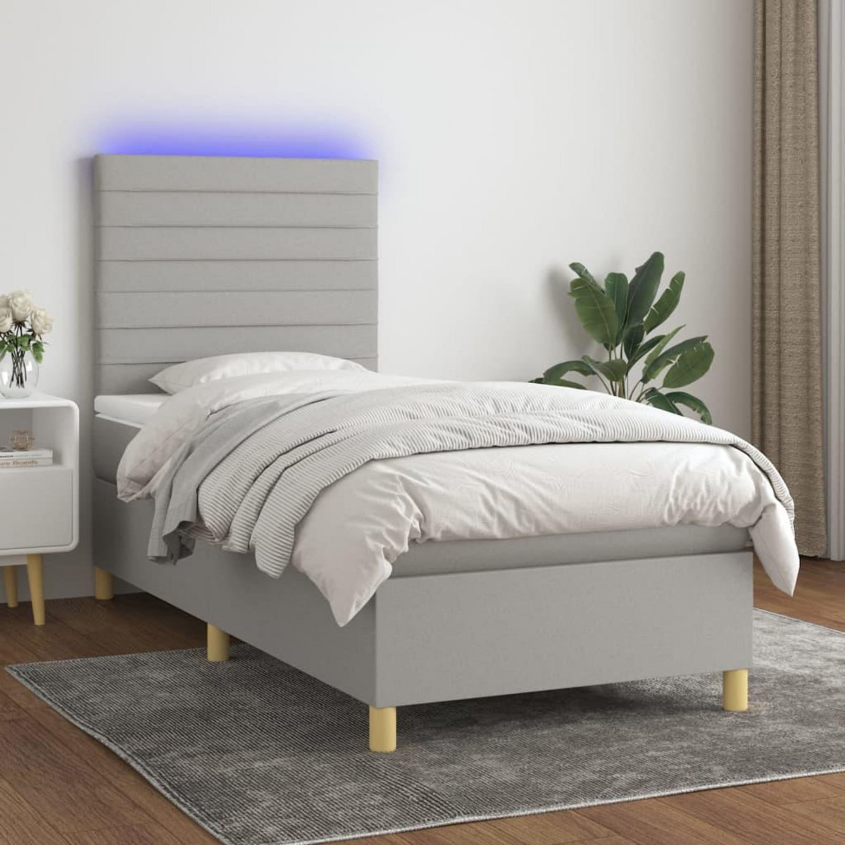 VIDAXL Sommier a lattes de lit et matelas et LED Gris clair 80x200cm