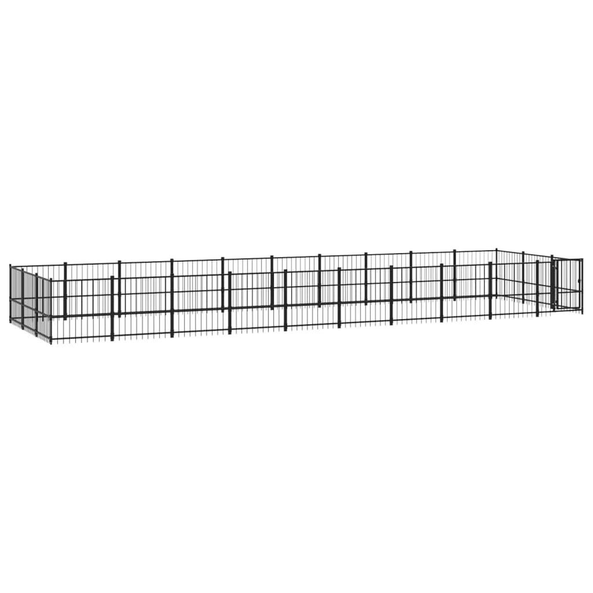 Voir la diapositive 2 : VIDAXL Chenil d'exterieur pour chiens Acier 28,23 m²
