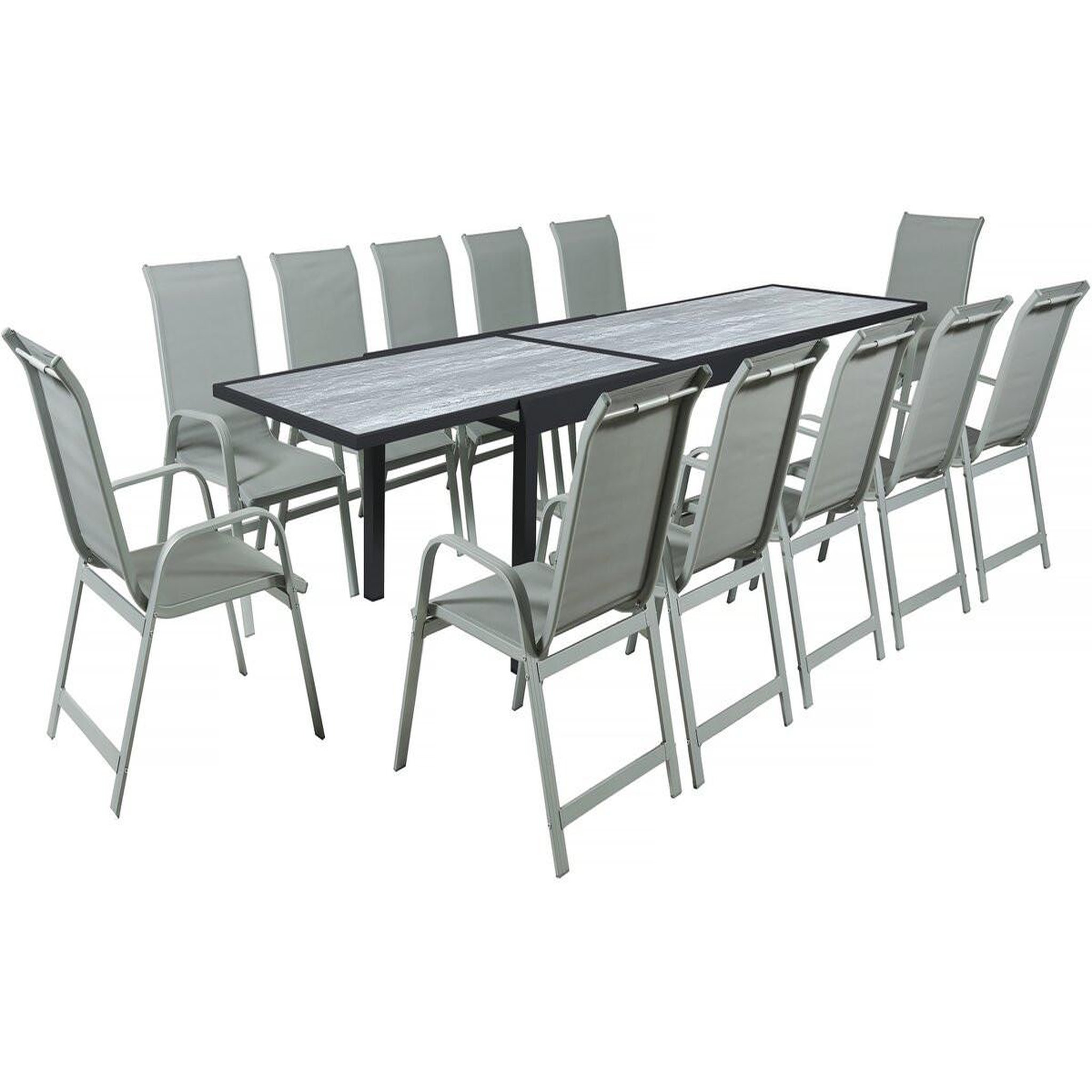 Habitat et Jardin Table extensible et chaises de jardin en aluminium  lagos  - 200/320 x 105 x 76 cm - taupe - 12 places