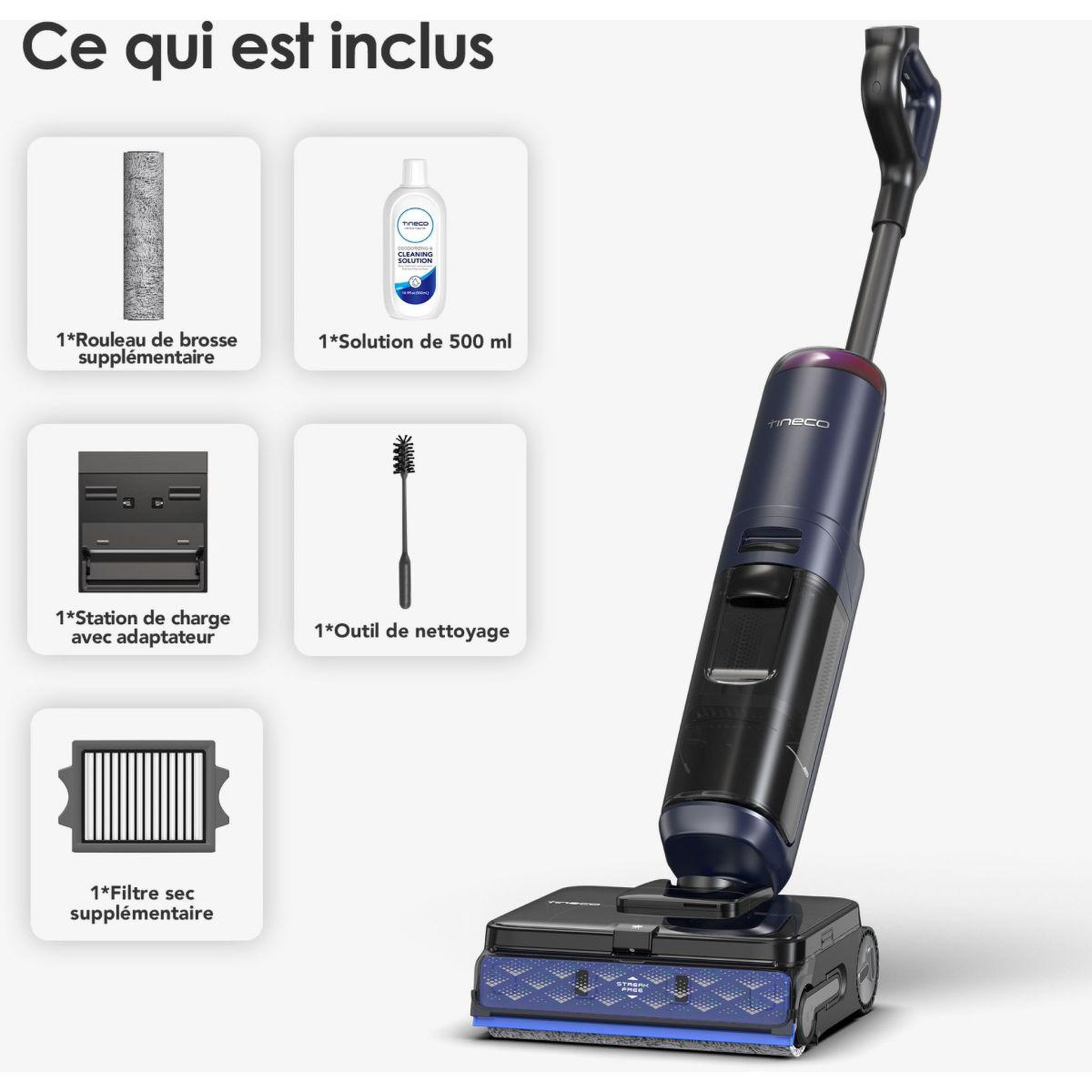 Voir la diapositive 2 : TINECO Aspirateur laveur floor one s7 max pro bleu