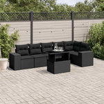 VIDAXL Salon de jardin 7 pcs avec coussins noir resine tressee