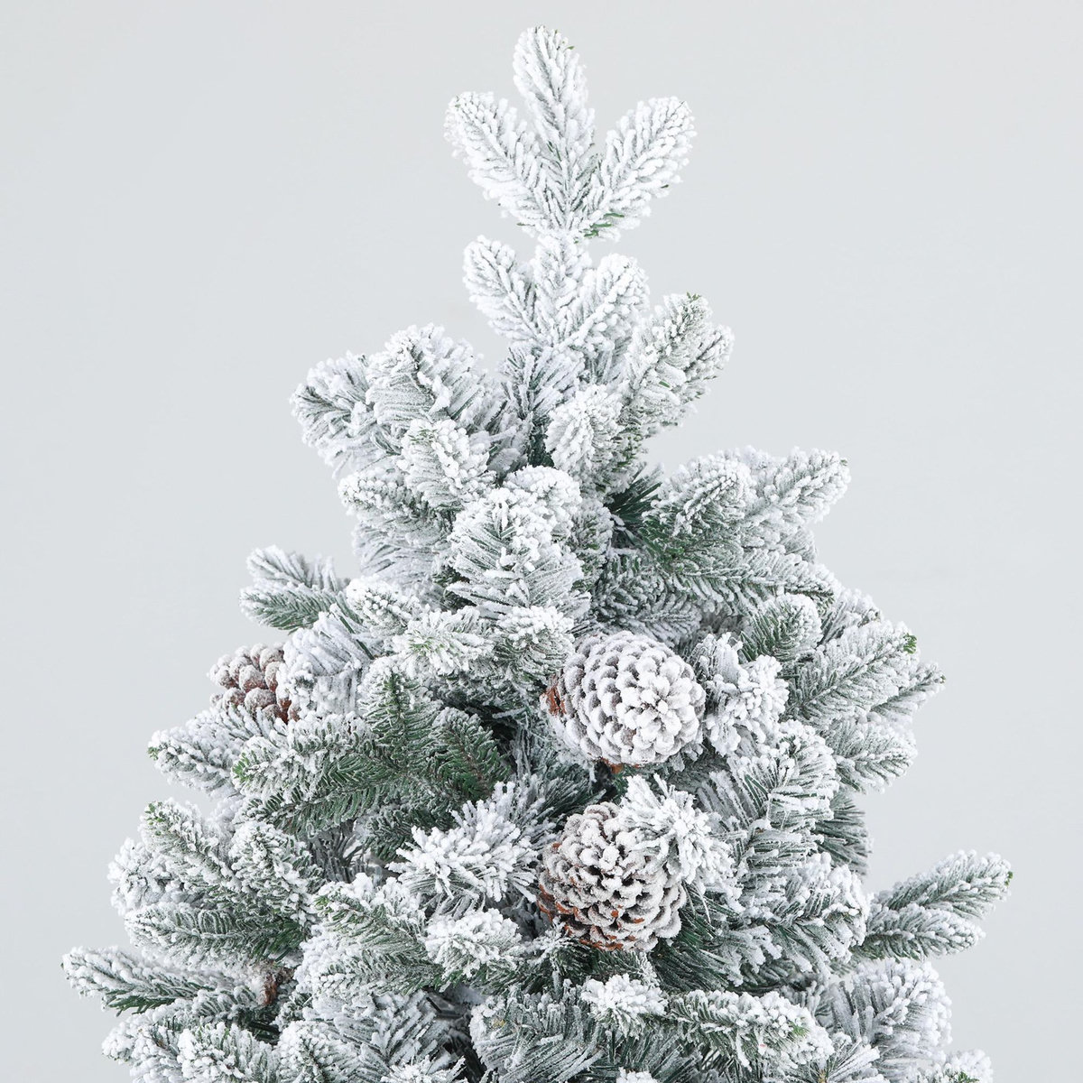 HOMCOM Sapin de Noël artificiel H.180 cm 1489 branches enneigées 33 pommes de pin métal PVC PE vert blanc