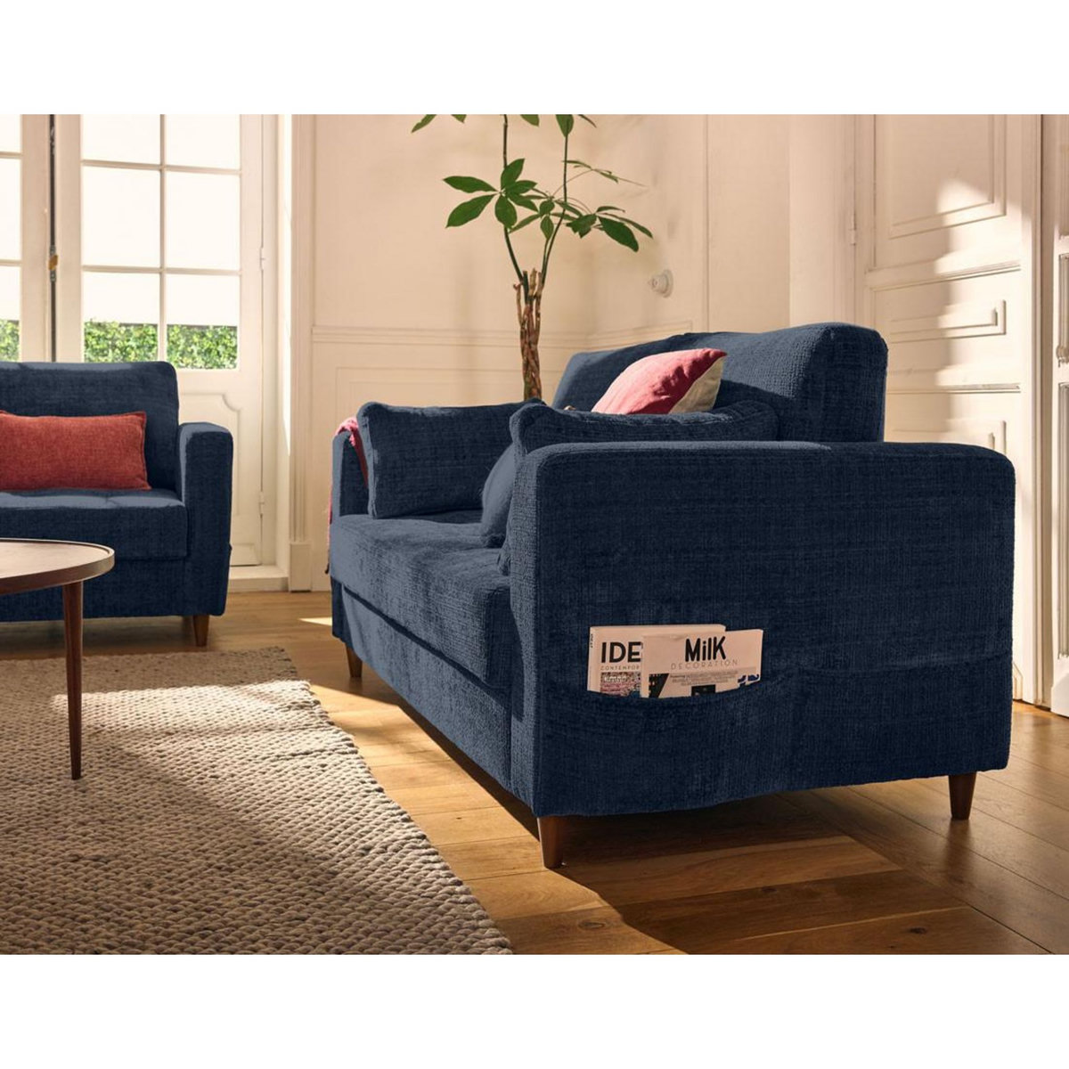 LISA DESIGN Anna - canapé droit 2 places avec poche en velours texturé