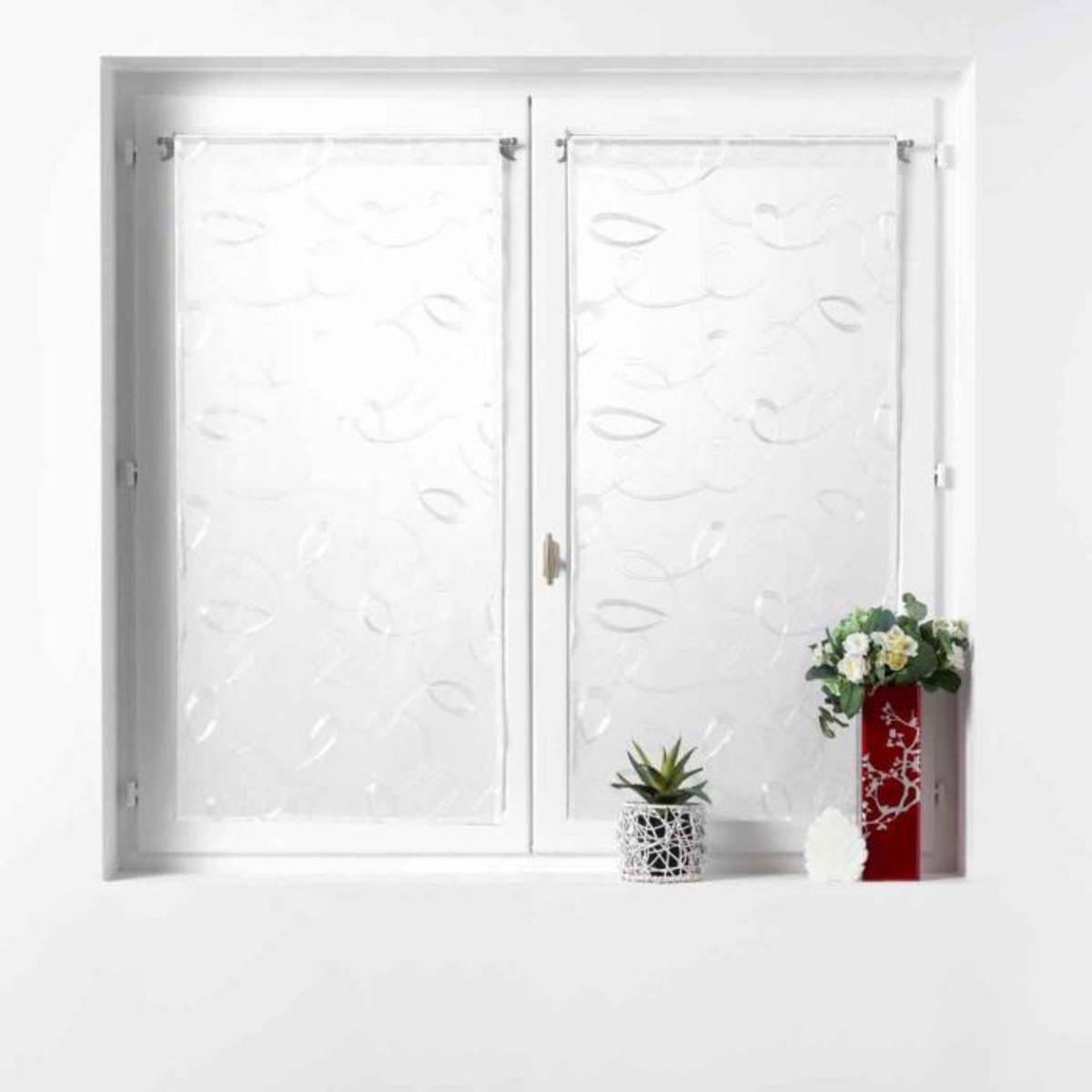 Paris Prix Paire de Voilages  Hoops  60x160cm Blanc