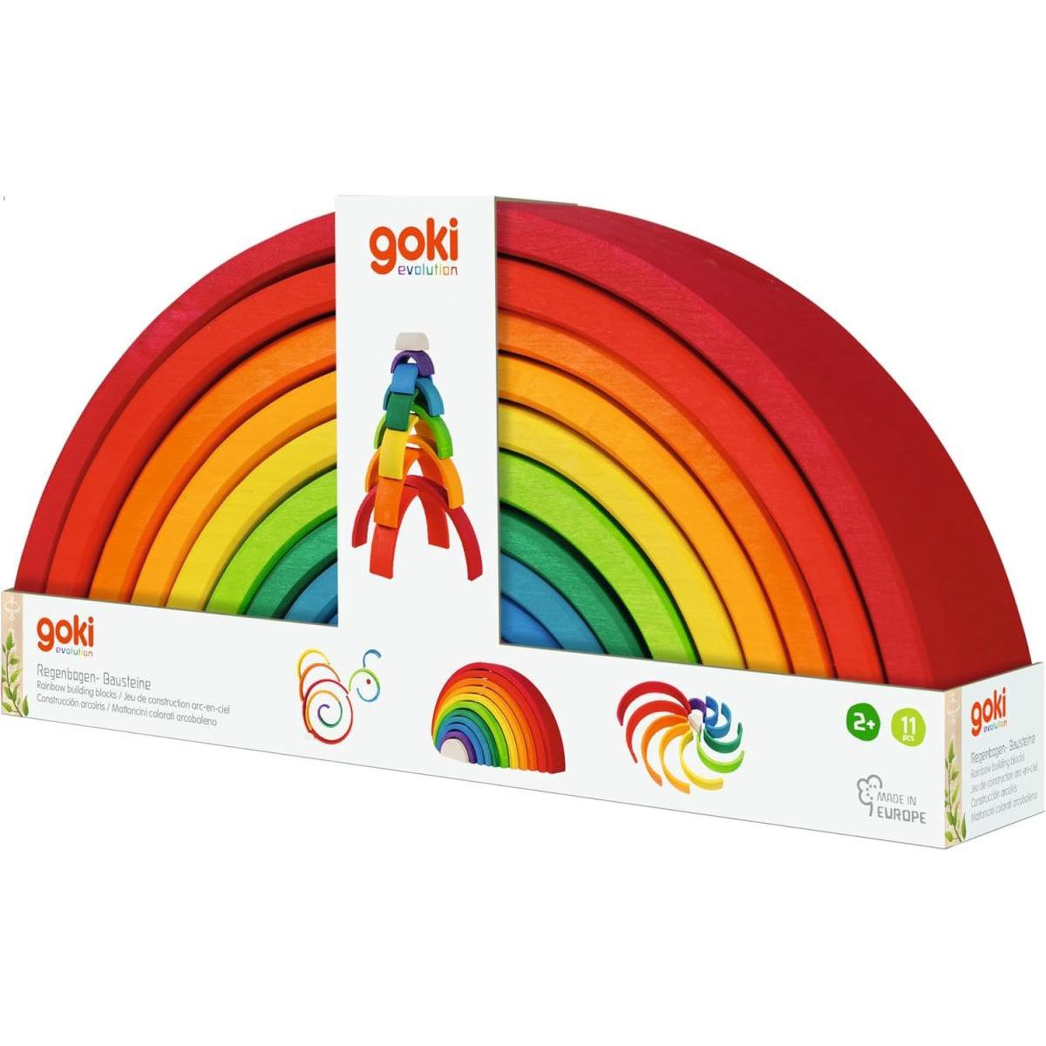 Voir la diapositive 3 : Goki Evolution - Blocs arc-en-ciel 11 pièces bois