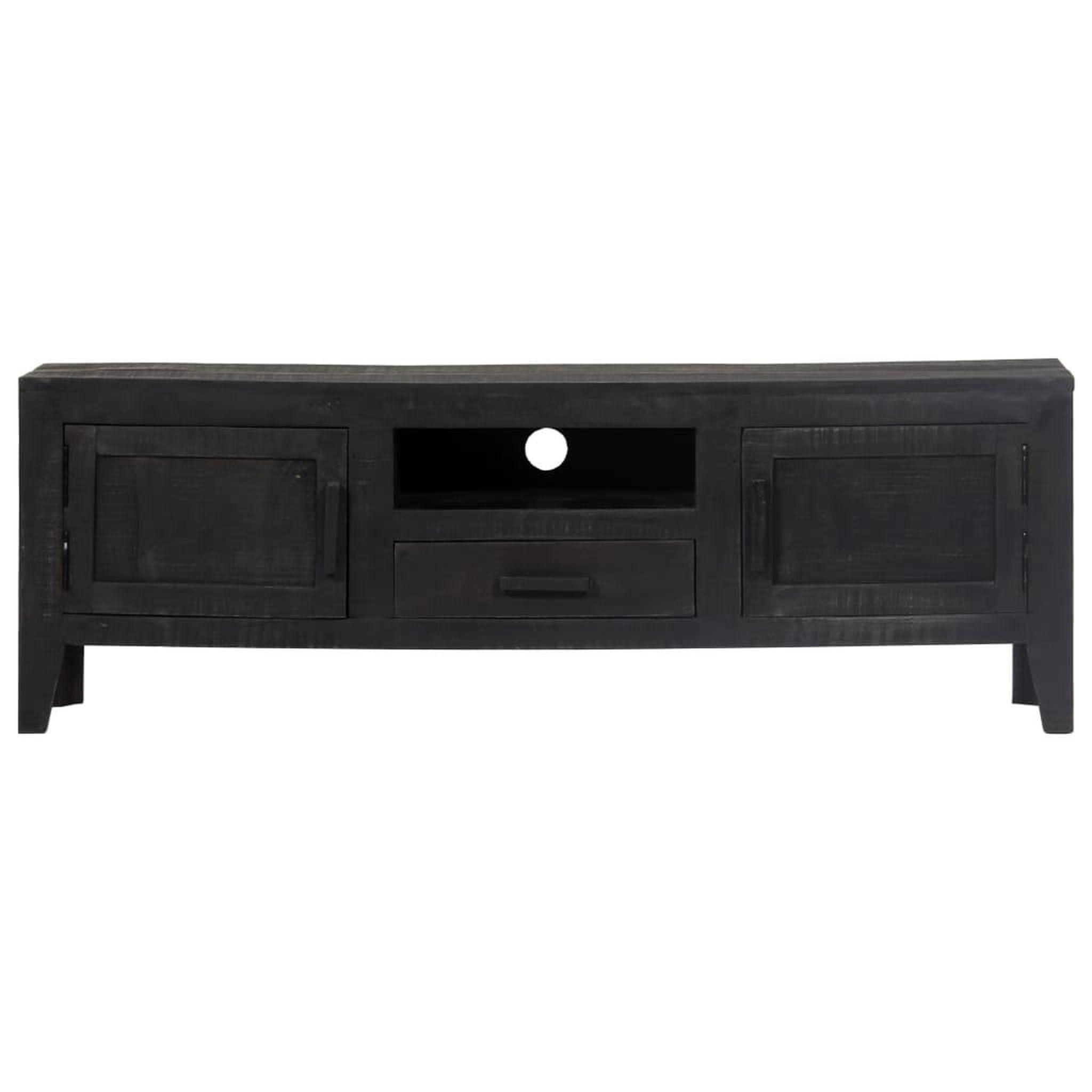 Voir la diapositive 2 : VIDAXL Meuble TV Noir 118x30x40 cm Bois de manguier massif