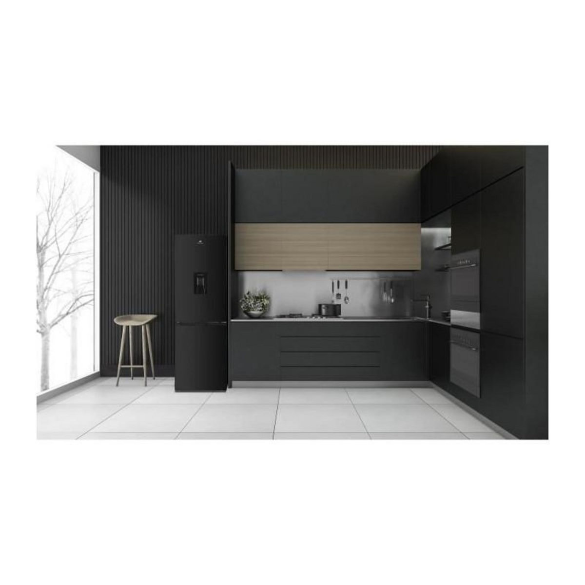 CONTINENTAL EDISON Réfrigérateur congélateur bas - CONTINENTAL EDISON - 325L - Total No Frost - distributeur d'eau- Noir