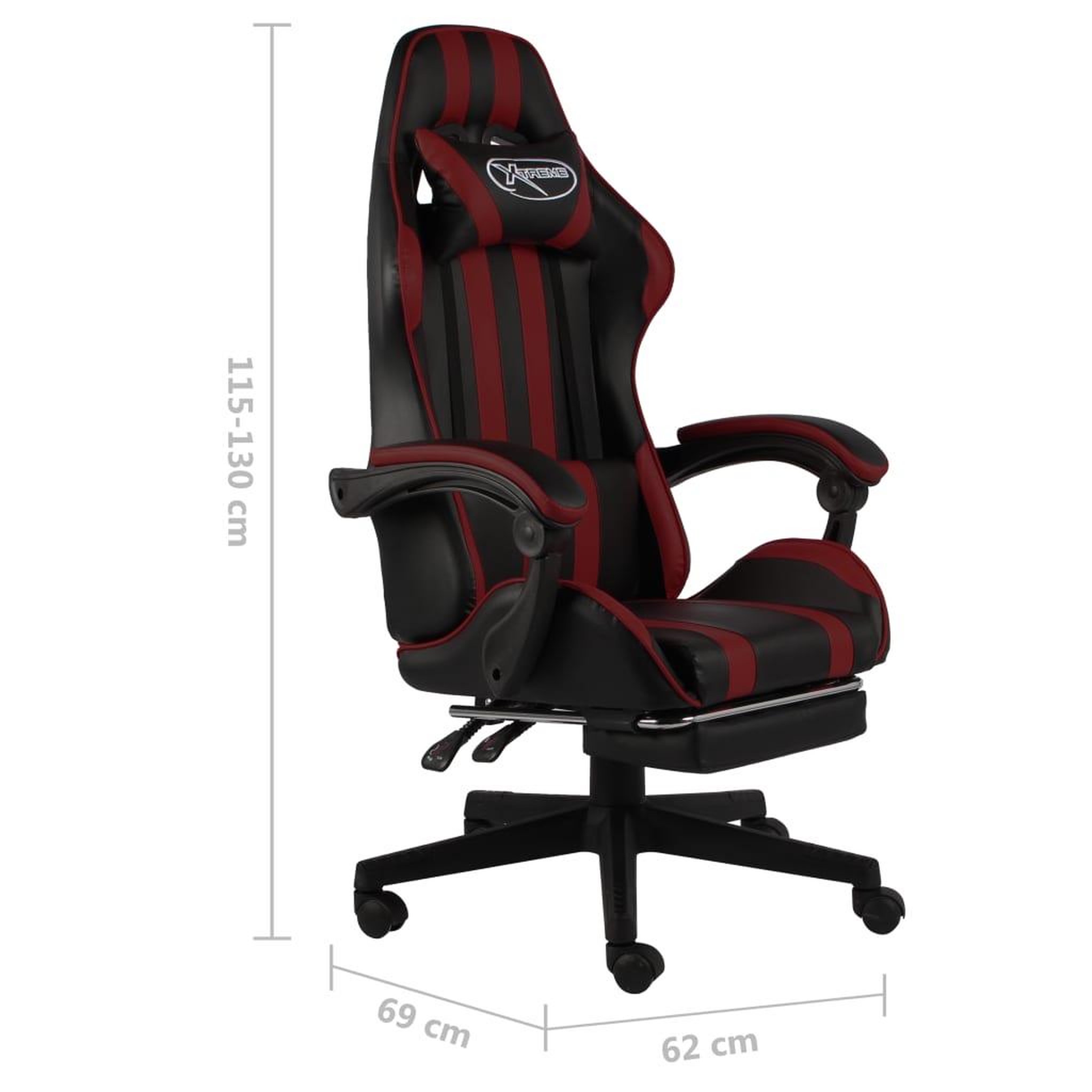 Voir la diapositive 6 : VIDAXL Fauteuil de jeux video et repose-pied Noir/bordeaux Similicuir