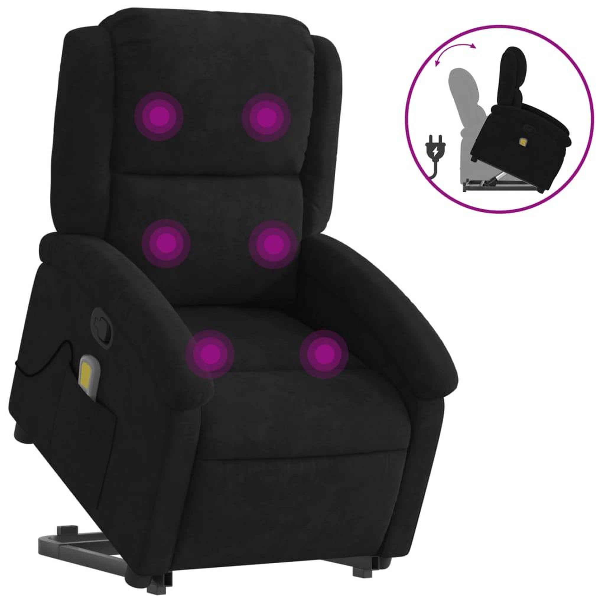Voir la diapositive 2 : VIDAXL Fauteuil de massage inclinable Noir Velours