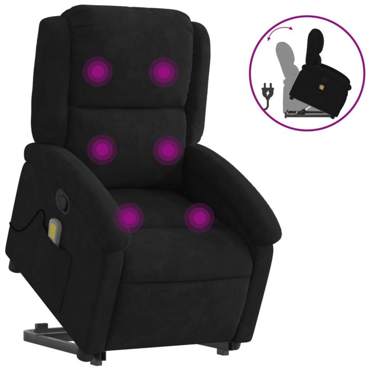 VIDAXL Fauteuil de massage inclinable Noir Velours