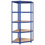 Voir la diapositive 2 : VIDAXL Etagere d'angle a 5 niveaux Bleu Acier et bois d'ingenierie
