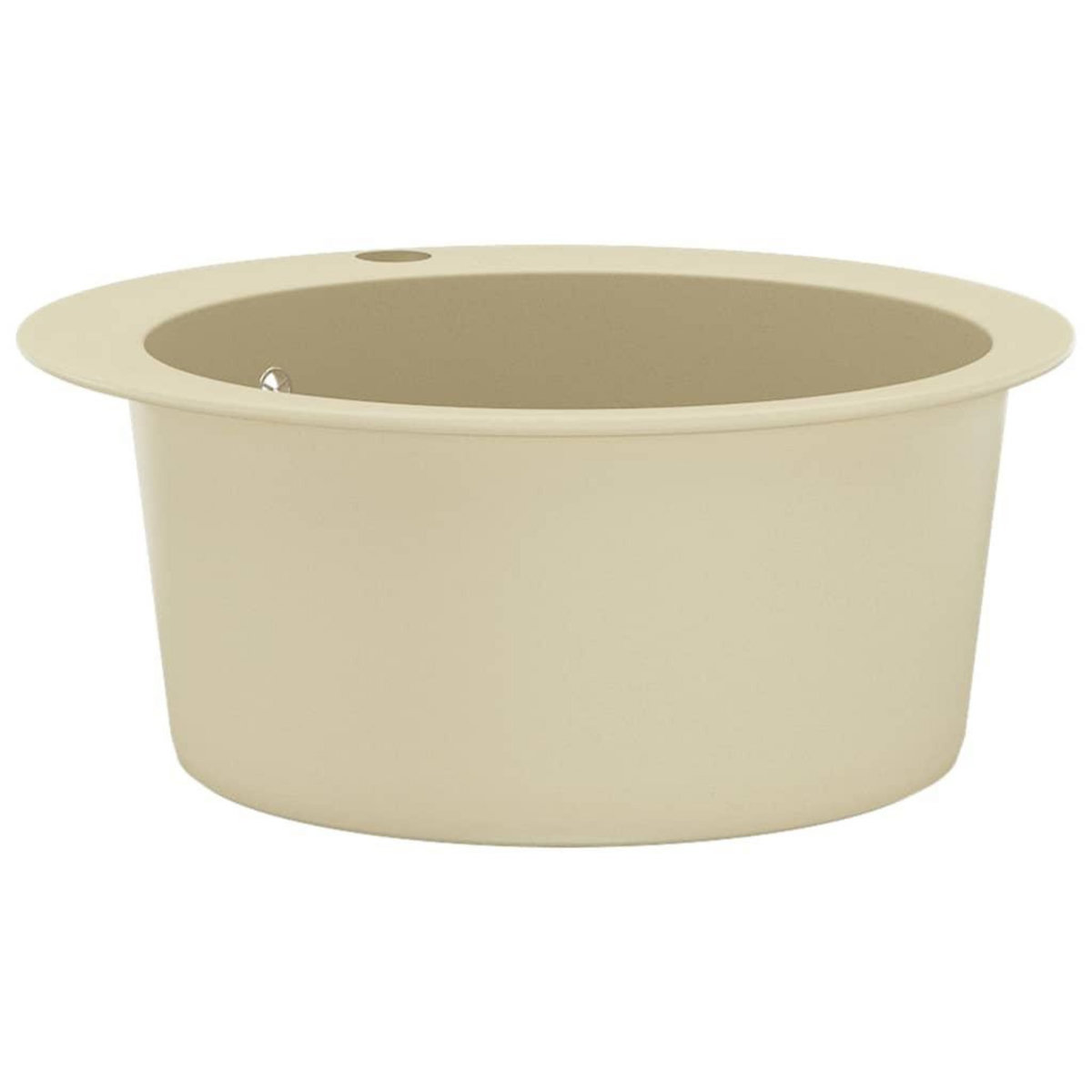 VIDAXL Evier de cuisine Granit Seul lavabo Rond Beige