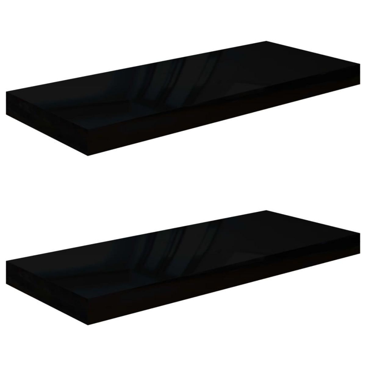 VIDAXL Etagere murale flottante 2 pcs Noir brillant 60x23,5x3,8 cm MDF