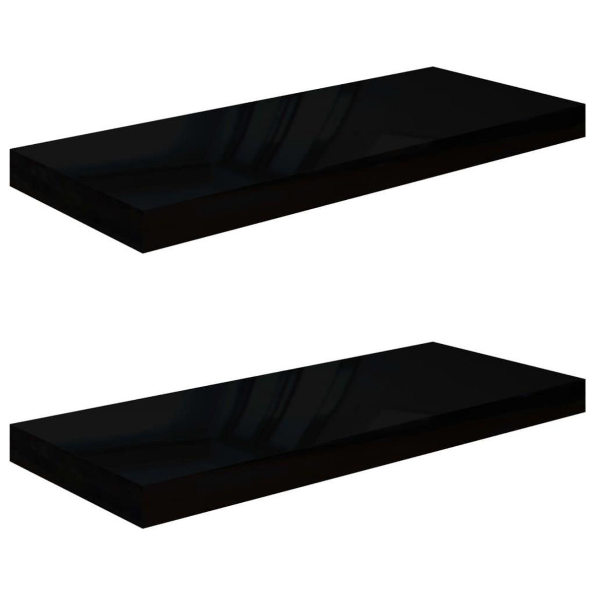 VIDAXL Etagere murale flottante 2 pcs Noir brillant 60x23,5x3,8 cm MDF