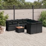 VIDAXL Salon de jardin 9 pcs avec coussins noir resine tressee