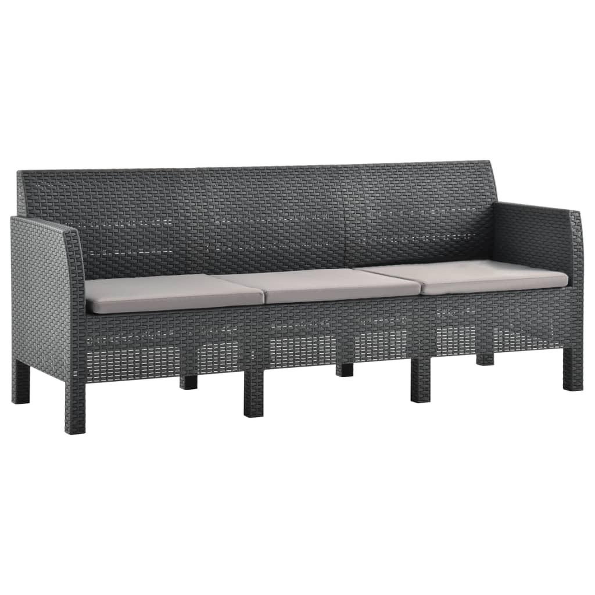 Voir la diapositive 4 : VIDAXL Salon de jardin 2 pcs avec coussins pp rotin anthracite