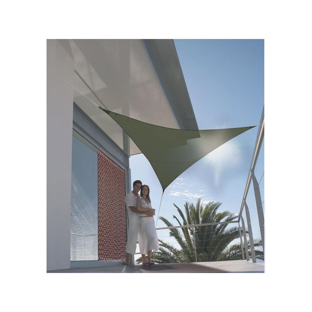 Jardiline Voile d'ombrage triangulaire SERENITY - 3,60 x 3,60 x 3,60 m - Kaki - Jardiline