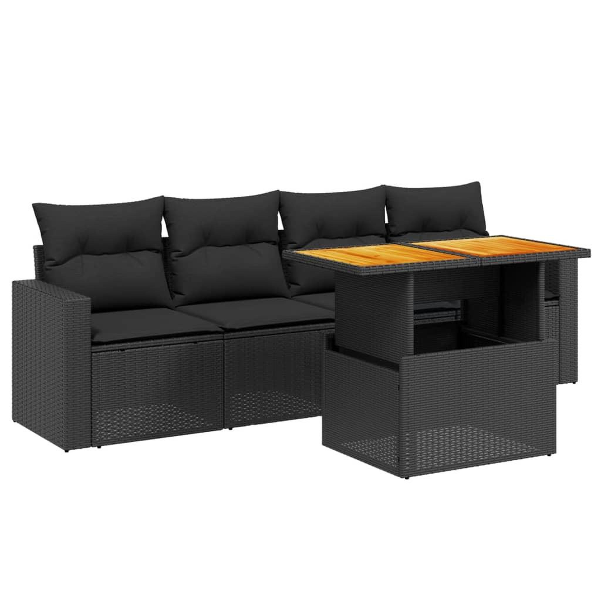 Voir la diapositive 2 : VIDAXL Salon de jardin 5 pcs avec coussins noir resine tressee